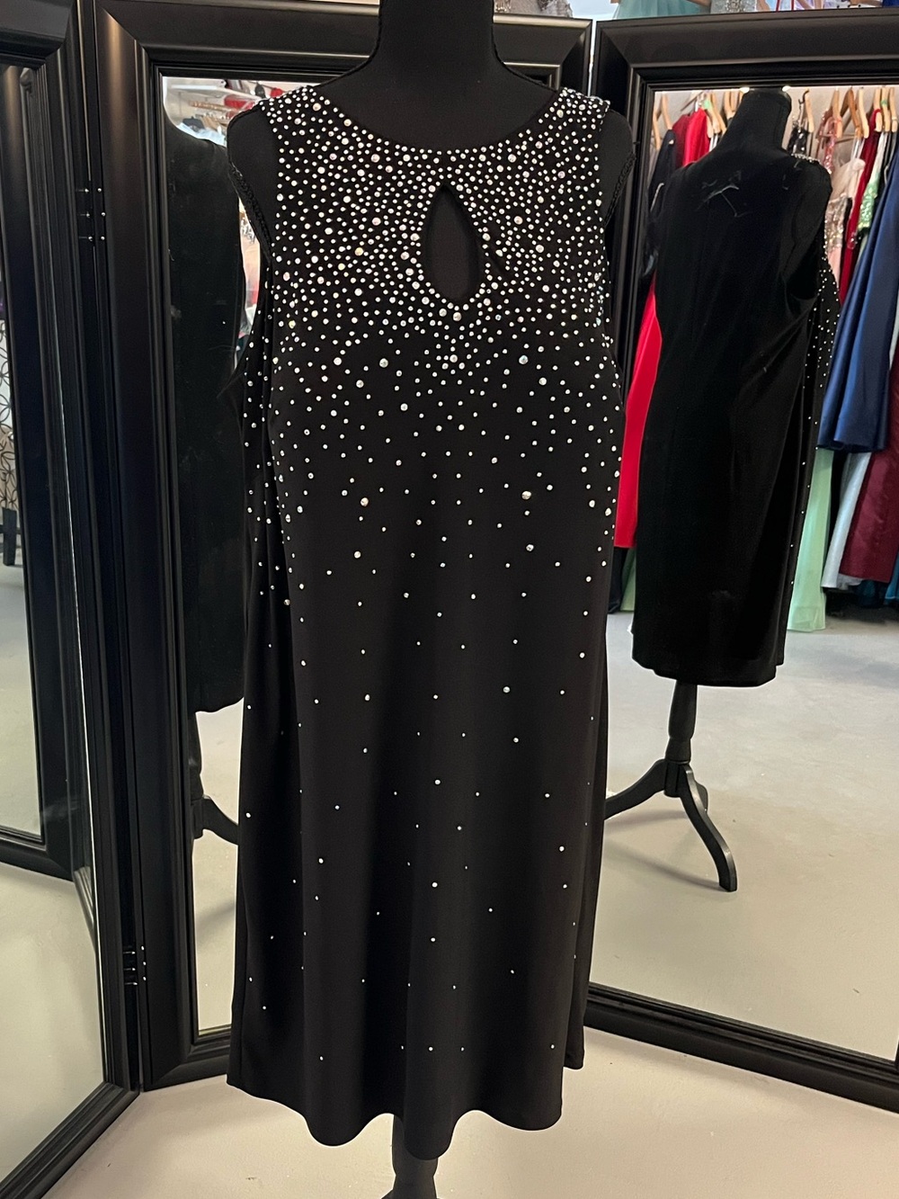 Morgan & Co. Black Midi Dress with Crystal Embellishments
